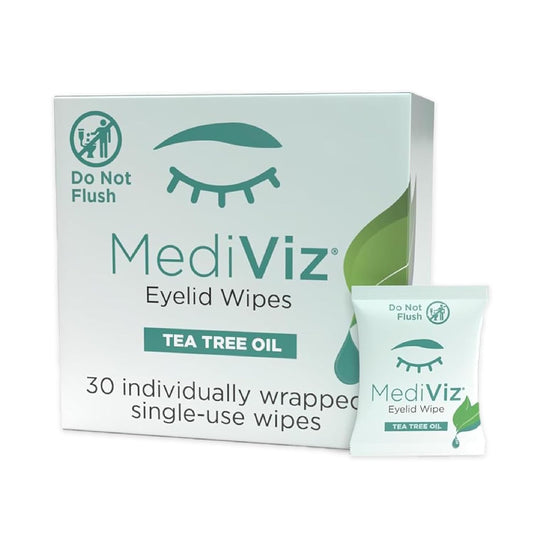 Tea Tree Eyelid Cleanser Wipes – 30 Single-Use Towelettes – Eyelash & Eyelid Wipes for Soothing Dry Eye Irritation, Demodex Removal & More​